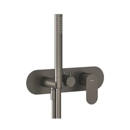 RAVAK Eleganta falba süllyesztett csaptelep, háromutas, R-boxhoz, szálcsiszolt grafit RAVAK Eleganta falba süllyesztett csaptelep, háromutas, R-boxhoz, szálcsiszolt grafit