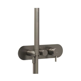 RAVAK Espirit falba süllyesztett csaptelep, kétutas, R-boxhoz, szálcsiszolt grafit RAVAK Espirit falba süllyesztett csaptelep, kétutas, R-boxhoz, szálcsiszolt grafit