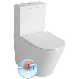 SAPHO Paco rimless monoblokkos WC, alsó/hátsó kifolyású, ülőke nélkül, 38×64 cm, duálgombos öblítőmechanikával
