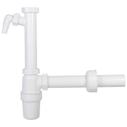 Mosogató búraszifon 6/4", egymedencés, leeresztőszelep nélkül, mosógép csatlakozóval, Ø40 mm-es elfolyással Mosogató búraszifon 6/4", egymedencés, leeresztőszelep nélkül, mosógép csatlakozóval, Ø40 mm-es elfolyással