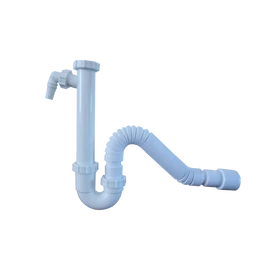 Csőszifon 6/4", egymedencés, leeresztőszelep nélkül, mosógép csatlakozóval, jollyflexszel, Ø50 mm-es elfolyással Csőszifon 6/4", egymedencés, leeresztőszelep nélkül, mosógép csatlakozóval, jollyflexszel, Ø50 mm-es elfolyással