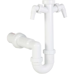 Csőszifon 6/4", egymedencés, leeresztőszelep nélkül, 2 mosógép csatlakozóval, Ø50 mm-es elfolyással Csőszifon 6/4", egymedencés, leeresztőszelep nélkül, 2 mosógép csatlakozóval, Ø50 mm-es elfolyással