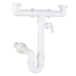 Kétmedencés csőszifon 6/4", leeresztőszelep nélkül, mosógép csatlakozóval, Ø40 mm-es elfolyással Kétmedencés csőszifon 6/4", leeresztőszelep nélkül, mosógép csatlakozóval, Ø40 mm-es elfolyással