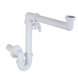 Helytakarékos csőszifon 6/4", leeresztőszelep nélkül, mosógép csatlakozóval, Ø40 mm-es elfolyással