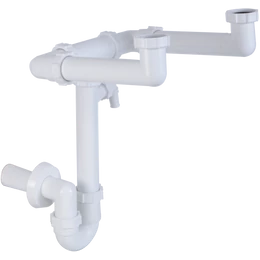 Csőszifon 6/4", kétmedencés, mosógép csatlakozóval, Ø40 mm-es elfolyással Csőszifon 6/4", kétmedencés, mosógép csatlakozóval, Ø40 mm-es elfolyással