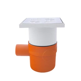 Padlószifon, I. ágú + magasító + golyós bűzzár + 150×150 mm-es rozsdamentes rács Padlószifon, I. ágú + magasító + golyós bűzzár + 150×150 mm-es rozsdamentes rács