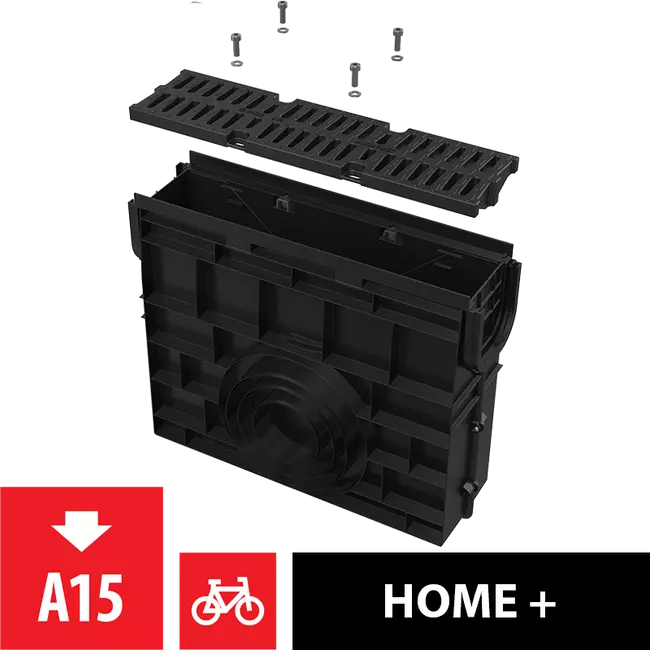 ALCA kültéri lefolyó AVZ104 műanyag peremmel és műanyag ráccsal A15