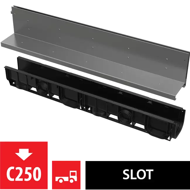 ALCA aszimmetrikus kültéri résfolyóka 160 mm, rozsdamentes acélból