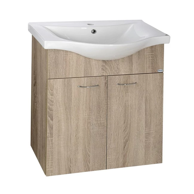 AQUALINE Keramia Fresh mosdótartó szekrény, 60,5×74×34 cm, platina tölgy
