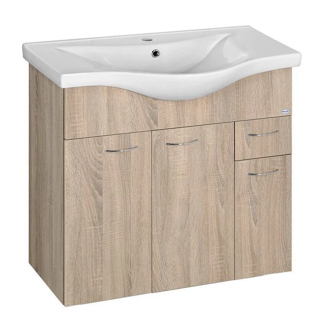 AQUALINE Keramia Fresh mosdótartó szekrény, 74,5×74×34,5 cm, platina tölgy