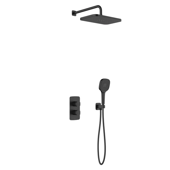 KFA ARMATURA Malaga termosztátos süllyesztett zuhanyrendszer szett, fekete