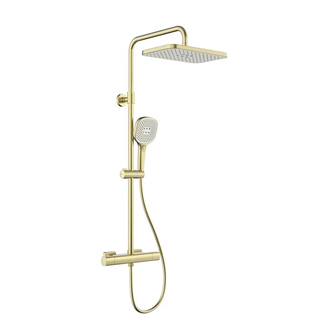 KFA ARMATURA Malaga termosztátos zuhanyrendszer, szálcsiszolt light gold