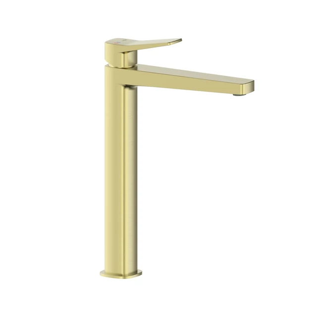 KFA ARMATURA Malaga mosdó csaptelep mosdótálhoz click-clack leeresztővel, szálcsiszolt light gold