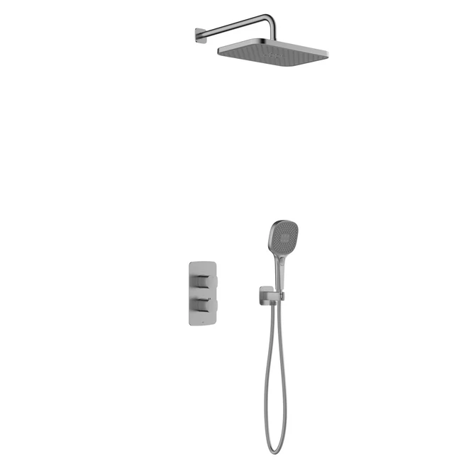 KFA ARMATURA Malaga termosztátos süllyesztett zuhanyrendszer szett, gun metal