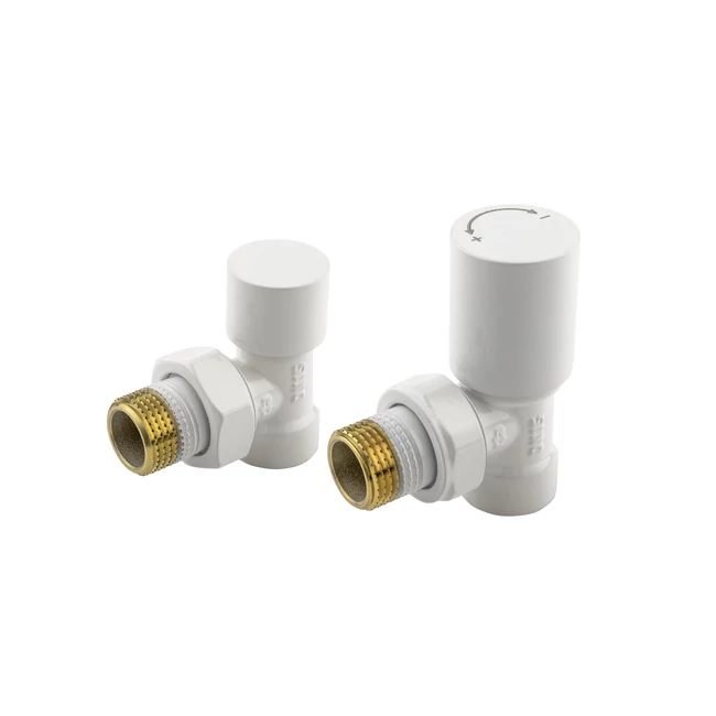 KFA ARMATURA Komfort Pro sarok radiátorszelep szett 1/2", fehér