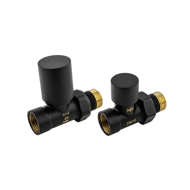 KFA ARMATURA Komfort Pro egyenes radiátorszelep szett 1/2", fekete