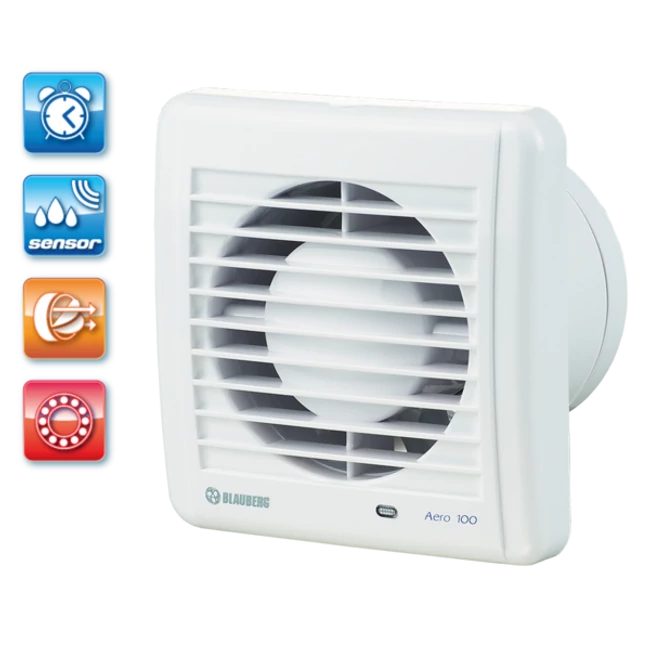 BLAUBERG Aero 100 H ventilátor, időzítős, páraérzékelős