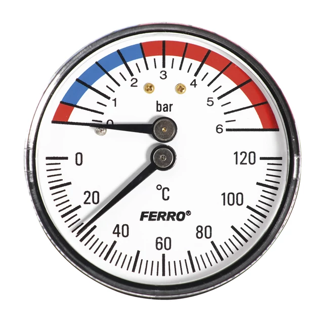 Termo-manométer - hátsó csatlakozású, 0-120 °C, 6 bar