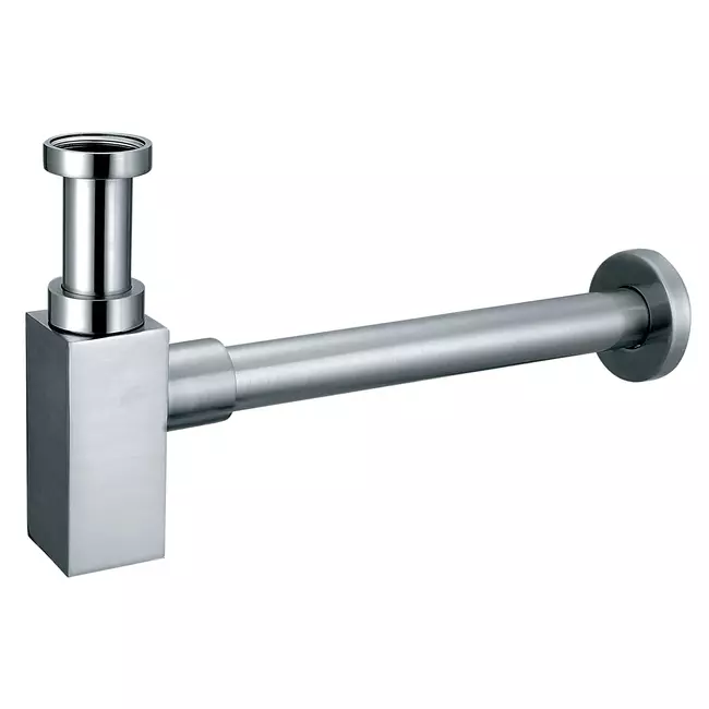 FERRO Quadro szögletes búraszifon G5/4"×32 mm, szálcsiszolt nikkel