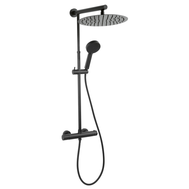 FERRO Trevi Black zuhanyrendszer fej- és kézizuhannyal, termosztátos csapteleppel