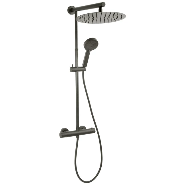 FERRO Trevi zuhanyrendszer fej- és kézizuhannyal, termosztátos csapteleppel, gun metal