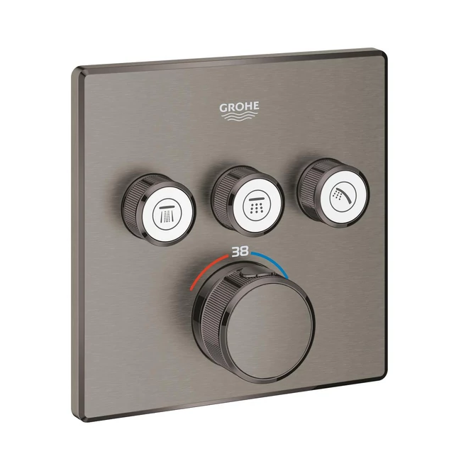 GROHE Grohtherm SmartControl termosztát falsík mögötti telepítéshez, 3 fogyasztóra, brushed hard graphite