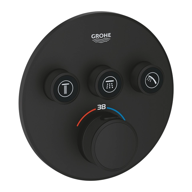 GROHE Grohtherm SmartControl termosztát falsík mögötti telepítéshez, 3 fogyasztóra, phantom black
