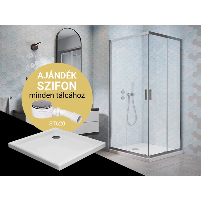 H2O Comfort C szögletes zuhanykabin + Nero C slim zuhanytálca