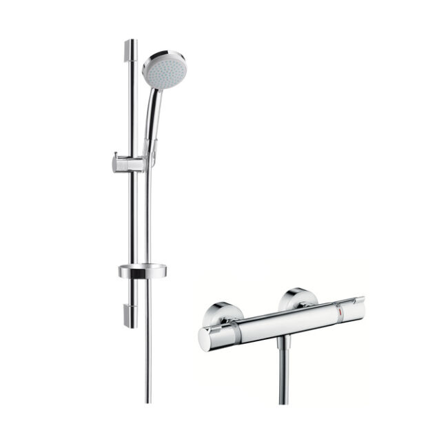 HANSGROHE Croma 100 zuhanyrendszer Vario 65 cm-es zuhanyrúddal és Ecostat Comfort termosztáttal, EcoSmart 9 l/perc