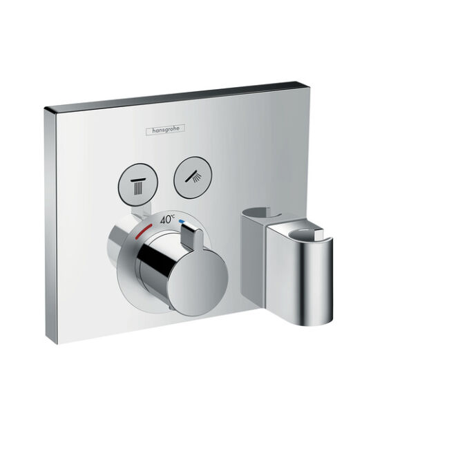 HANSGROHE ShowerSelect termosztát falsík alatti szereléshez, 2 fogyasztóhoz Fixfittel és Porter zuhanytartóval