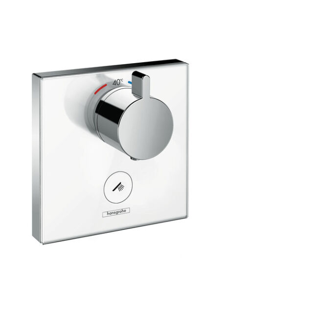 HANSGROHE ShowerSelect Glass termosztát HighFlow falsík alatti szereléshez, 1+1 fogyasztóhoz, fehér/króm
