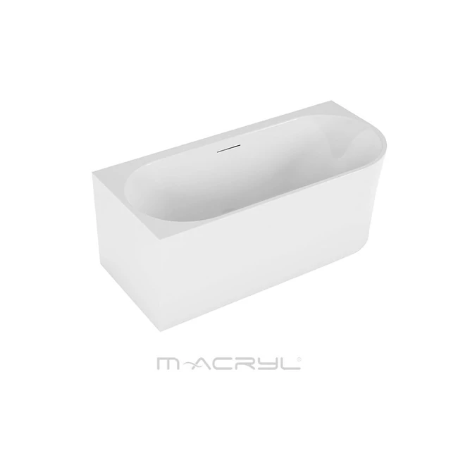 M-ACRYL Balance különleges akril kád, fehér előlappal + matt fekete lefolyó
