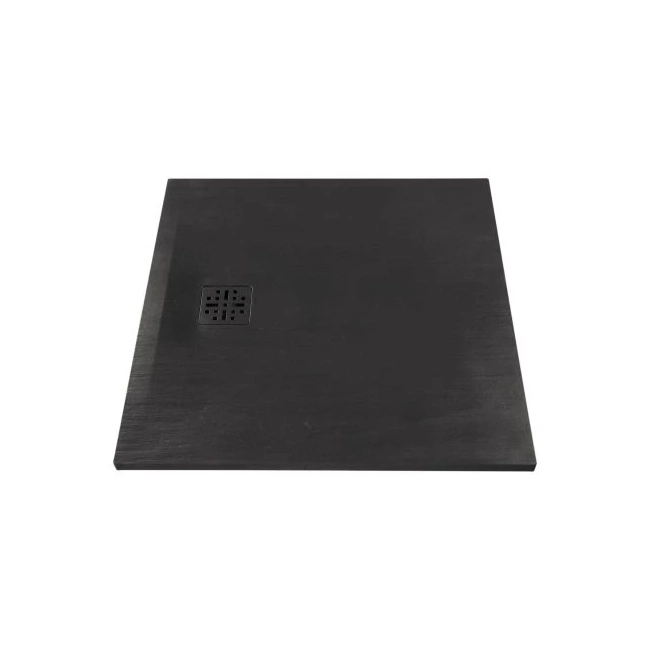 MARMY Basalto zuhanytálca - 80×80 selyem fekete (cavalli black)