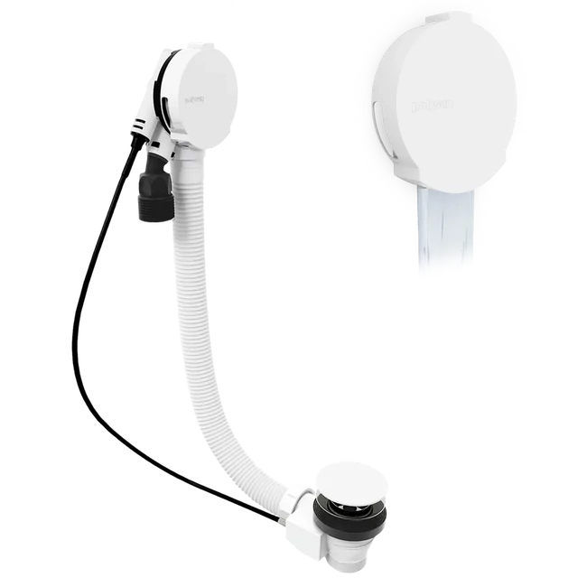 POLYSAN Marble kád le- és túlfolyó, kádtöltővel, bovdenes, 800 mm, fehér