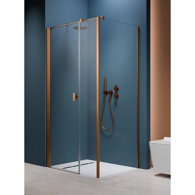 RADAWAY Nes Brushed Copper KDS I szálcsiszolt réz szögletes zuhanykabin - ajtó