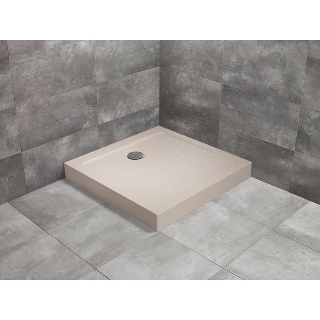 RADAWAY Doros Stone C szögletes akril zuhanytálca előlappal, bézs