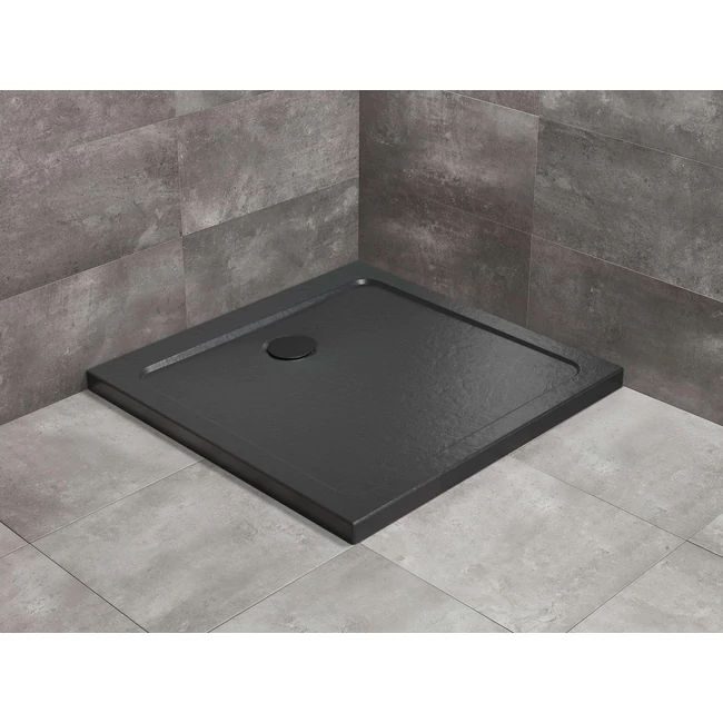 RADAWAY Doros Stone C szögletes akril zuhanytálca, fekete