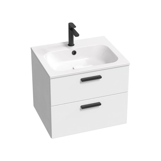 RAVAK SD Chrome II 600 mosdó alatti szekrény, fehér/fehér, fekete fogantyúval
