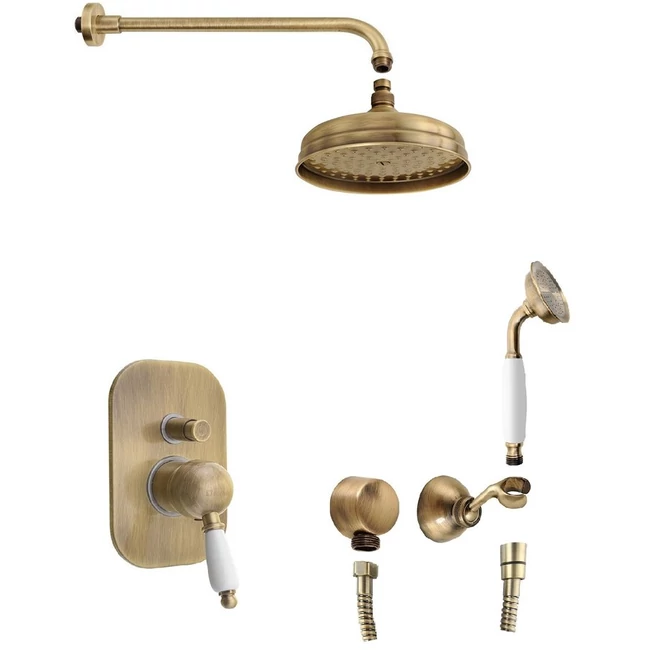 SAPHO Kirké falba süllyesztett csaptelep, 2-irányú váltóval, fehér kerámia karral, bronz