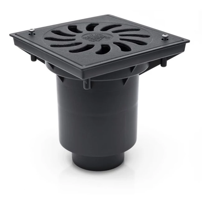 Kültéri víznyelő öntöttvas ráccsal, 160 mm-es függőleges elfolyású